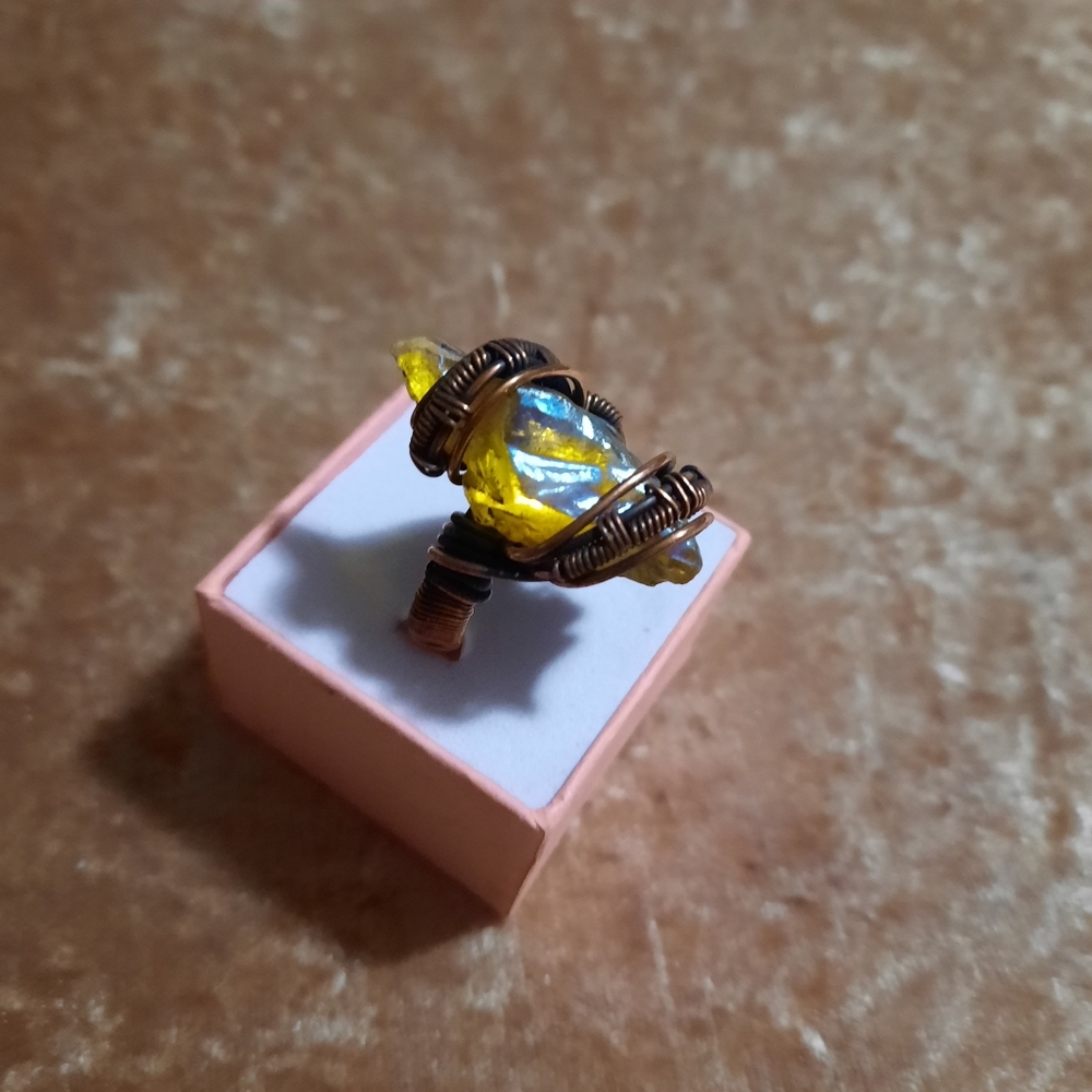 Hand Crafted Copper Wrapped Sunshine Druzy Ring (8)